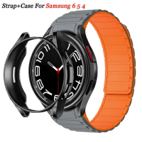 Silicone Strap+TPU Case For Samsung Watch 4/5/6 40 44mm Watch 5Pro 45mm No gap Magnetic Band+Case Galaxy Watch 4 Classic 42 46mm