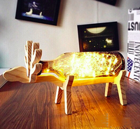 麋鹿燈 聖誕裝飾 手工創意玻璃小夜燈北歐風台燈宜家LED床頭燈禮物