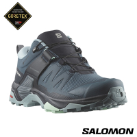 官方直營 Salomon 女 X ULTRA 4 Goretex 低筒登山鞋 觀星藍/碳黑/石頭藍