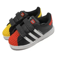 【adidas 愛迪達】休閒童鞋 Superstar 360 CF I 嬰童 黑 紅 黃 LEGO 聯名款 樂高 無鞋帶(GX3384)