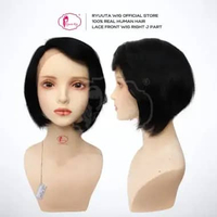 Ryuuta Wig Lace Front Wig Bob Pendek Aerum Rambut Asli