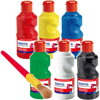 【義大利 GIOTTO】易清洗兒童顏料(六色超值組)+水彩筆刷(細筆刷1支)