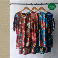 Setelan Kulot Batik Kencana Ungu Maxi LL Label Biru Kub