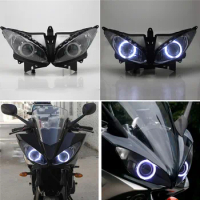 Motorcycle Headlamp LED Custom Angel Eye HID Projector Headlight Assembly For YAMAHA FZ6S FZ6-S 2003-2009 Faros Led Para Moto