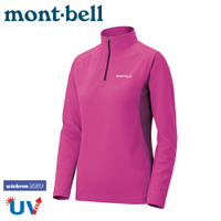 【Mont-Bell 日本 女 Wickron Zeo 長袖半門襟《紫紅》】1104941/刷毛長袖/中層衣/排汗休閒衫