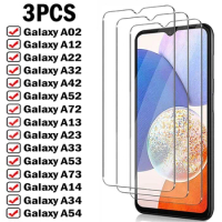 3Pcs Full Cover Screen Protectors For Samsung Galaxy A12 A22 A32 A13 A33 on Samsung A53 A72 A73 A54 A14 A24 A34 Tempered Glass