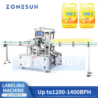 ZONESUN OPP labeler Automatic Hot Melt Glue Labeling Machine Dishwashing Detergent Oblong Pump Bottle ZS-GTB12S