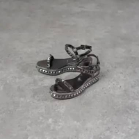 Sepatu CHRISTIAN LOUBOUTIN PYRACLOU 6CM ANTHRACITE GREY SPIKE WEDGES 100% ORIGINAL 38