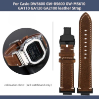 22MM cowhide watch strap or Casio G-SHOCK DW-5600 GM-5600 GW-M5610 GA-110 Modified Vintage Retro Soft men's watchband Bracelet