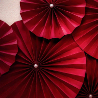2026 New Year Red Origami Fan Decoration Chinese Paper Fan Flower Window Display Hanging Fan Photo P