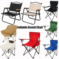 Autumn Camping Chair Portable Outdoor Chair Detachable Alloy Wood Grained Folding Chair Camping Equipment Kermit Chair