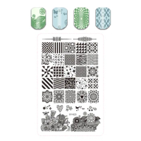 Finger Angel Plastic Texture Stamping Plates Flowers Nail Art Template Stencil Tree Bark Pattern Leaves Whirlpool Image