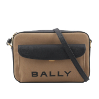 【BALLY】Bar Daniel 帆布及皮革口袋斜背包(沙色/黑色)