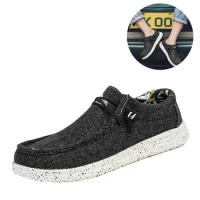 Mens Casual Loafers Breathable Canvas Shoes Canvas Boat Shoes Lightweight Walking Shoes All Matched for Outdoor Travel