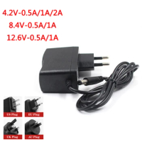 AC 100-240V DC 4.2V 8.4V 12.6V 0.5A 1A 2A Adapter Power Supply 4.2 8.4 12.6 V Volt Charger Plug For 18650 Lithium Battery