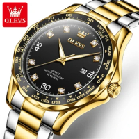 OLEVS 9988 Fashion Quartz Watch Stainless Steel Watchband Round-dial Calendar