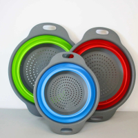 Original Design High-end Creative Telescopic Fruit Plate Draining Basket Stackable Round Water Filte