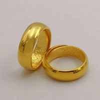 Baifu s Pure Plated Real 18k Yellow Gold 999 24k En Faced Men and Women's Wedding Couples; Ring for a Long Never Fade Jewel