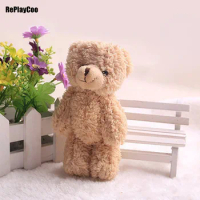 25PCS/LOT Mini Teddy Bear Stuffed Plush Toys 12cm Small Bear Stuffed Toys brown pelucia Pendant Kids Birthday Gift Decor 139