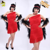 Women Red Sequin Flapper Dress Costume Adult 1920's Fancy Dress Cosplay Party Costumes