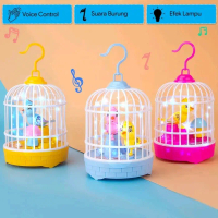 Mainan Burung Sangkar Baterai dengan Sangkar dan Gerakan Seperti Burung Asli Bergerak- Toys