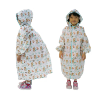 【VIVIBABY】小鹿森林兒童雨衣(兒童雨衣 書包空間設計 收納袋 姓名牌 卡通雨衣)