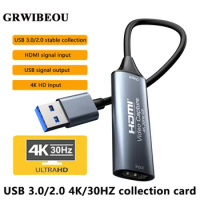 GRWIBEOU USB3.0/2.0 Video Capture Card 1080 HDMI-compatible 4K@30Hz Game Grabber Record for Switch Xbox PS4/5 Live Broadcast