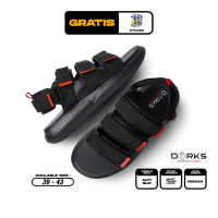 Dorks Archieve Full Black - Sandal Casual Pria Wanita Original sendal