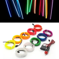 1M/2M/3M/5M El Wire Interior Neon Cold Light Ambient Strip Lamp Car EL Wire Flexible Accessories Tube Rope LED Lights