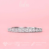 Lulu Moissanite Jewelry Julia Eternity Round Cut Listring Ring 0,03 CT Lapis Emas 18K Sertifikat GRA