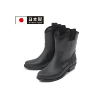 【Charming】日本製 時尚造型【個性馬靴式雨鞋】-黑色-800