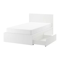 MALM 床框附床底收納盒, 白色/lönset, 120x200 公分