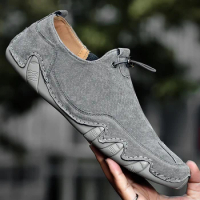 Men Casual Shoes Cattle Suede Fashion Shoes Men Sneakers Handmade Breathable Mens Lightweight Boat Shoes