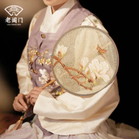 |style Hanfu fan round fan classical fan round fan ancient style Suzhou fan female ancient style Hanfu white orchid