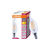 【Osram 歐司朗】5入 拉尾 LED燈泡 4.5W E14 拉尾燈絲燈泡 LED燈絲燈 4.5瓦(蠟燭燈 黃光)