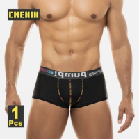CMENIN Mens Boxer Sexy Underwear Hollow Breathable Men's Boxershorts Soft Underpants Male Panties Rainbow Color Gradient Panties