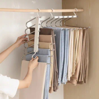 Multifunctional Folding Pants Hanger Retractable Clothes Organizer Adjustable Pant Storage Rack Closet Trouser Home Space Saver