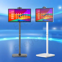 Touch Screen Stand Portable TV 27in 32in Rechargeable Professional Smart Display Tablet with Wheels for Home Business