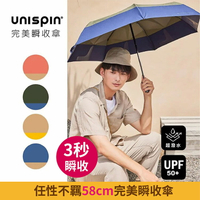 UNISPIN任性不羈58公分完美瞬收傘 特性：UV遮蔽加工+晴雨兩用+防撥水加工 (瞬收傘)【沙克思】