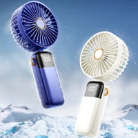 Mini Handheld Fan Foldable Portable Neck Hanging Fans 5 Speed USB Rechargeable Fan with Phone Stand and LED Display Screen