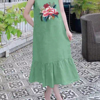 2023 ZANZEA Women Vintage Sleeveless Ruffles Hem Midi Sundress Robe Femme Holiday Vestido Kaftan