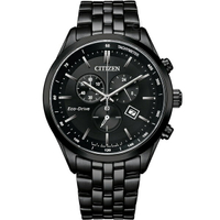 CITIZEN 星辰錶 GENTS系列 光動能計時碼表時尚潮男腕錶(AT2145-86E)-42mm-黑面鋼帶【刷卡回饋 分期0利率】