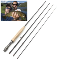 8FT 9FT Fly Fishing Rod Carbon Fiber Cork Handle 4 Section Lightweight Pikes Fish Trout Pole Lake River Stream Fly Rod Pesca