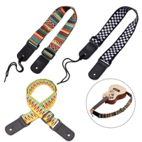 1pc Ethnic Style Ukulele Strap Polyester Webbing Adjustable Shoulder Strap Durable Adjustable Printing Ribbon Guitar Belt