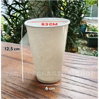 GELAS KERTAS / PAPER CUP PUTIH POLOS & MOTIF ISI 50 PCS (tanpa tutup) 16 OZ STR - 2300348