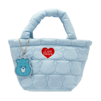 【Grace Gift】Care Bears -晚安小熊吊牌衍縫空氣托特包 S(淺藍)