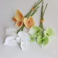 4pcs Handmade Anthurium Bouquet Floral Art Flexible Real Touch Artificial Bouquet Valentine's Day