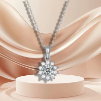 สร้อยคอสังเคราะห์, Moissanite ดอกทานตะวัน, 1CT, สี D, ความชัดเจน VVS1, จี้ไม่ก่อให้เกิดภูมิแพ้, สำหร