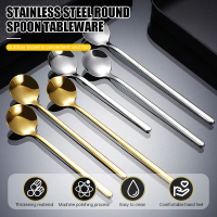 Sendok Stainless Steel Gagang Panjang Sendok Kopi Emas Sendok Bulat Kecil Sendok Nasi Rumah Tangga