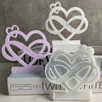 DIY Infinite Symbol Heart Candlestick Plug-in Silicone Mold Plaster Drop Glue Making Tools Love Candle Holder Home Decoration